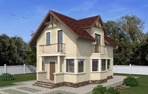 Проект компактного одноэтажного дома с мансардой и эркером Rg5059